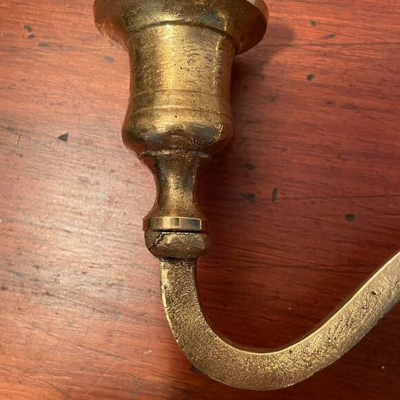Vintage solid BRASS candelabra central stem and 2 curved arms.RUSTIC. - Picture 6 of 11
